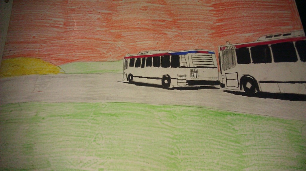 two Neoplan An440 at the sunset
